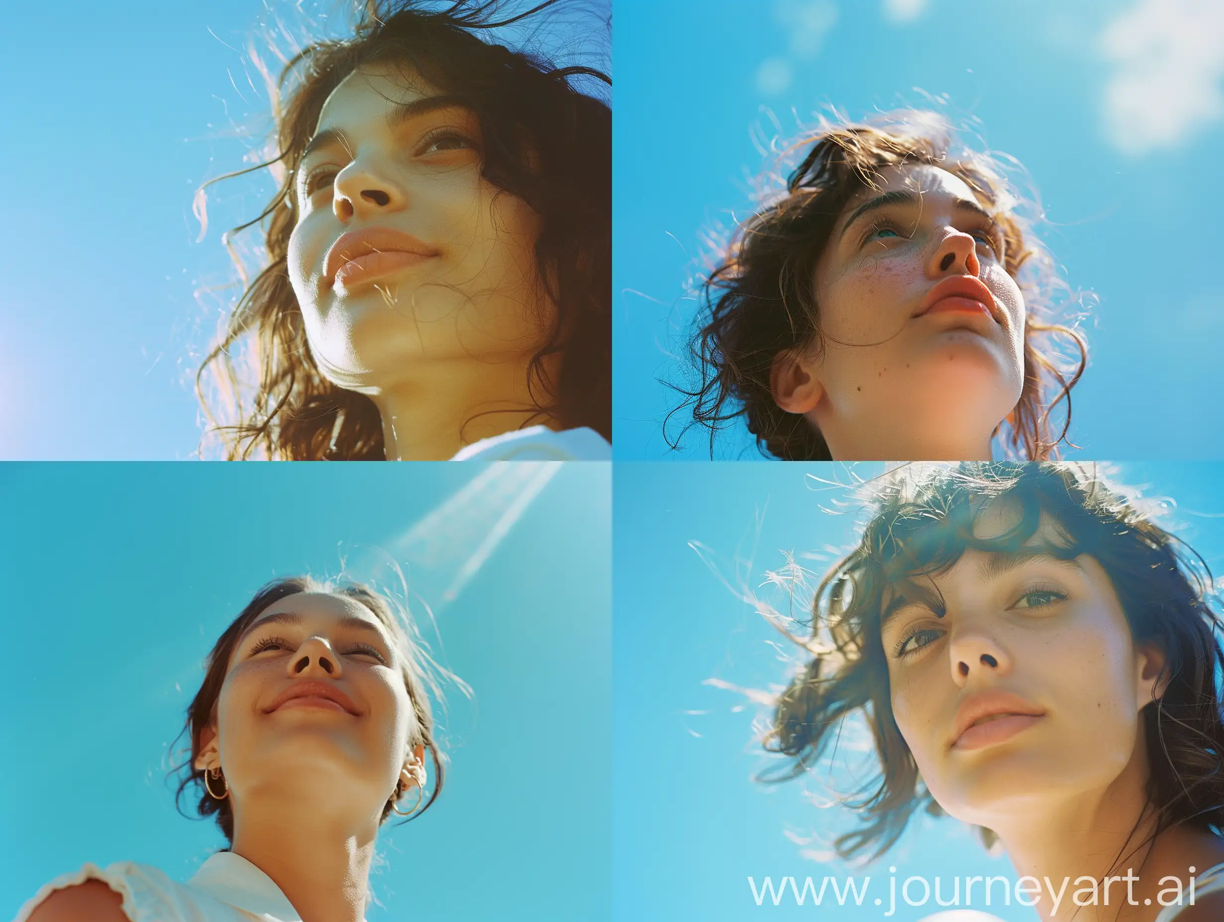 Dreamy-Fujicolor-C200-Film-Still-Woman-in-the-Blue-Sky-with-Soft-Natural-Tones