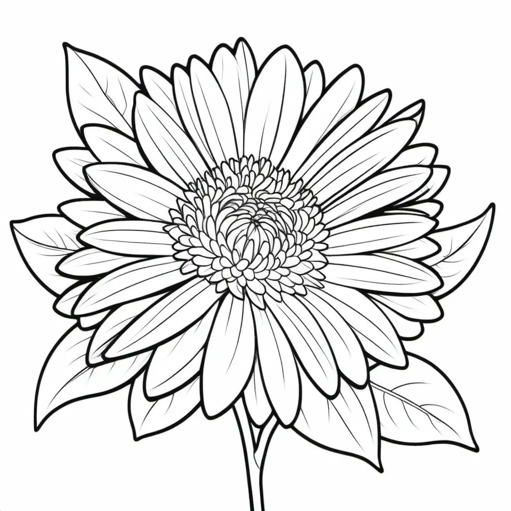 Aster coloring page for kid, simple, no shading