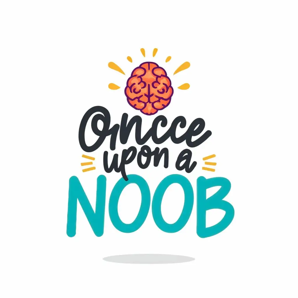 a logo design,with the text 'once upon a noob', main symbol:bulb brain idea,Moderate,clear background