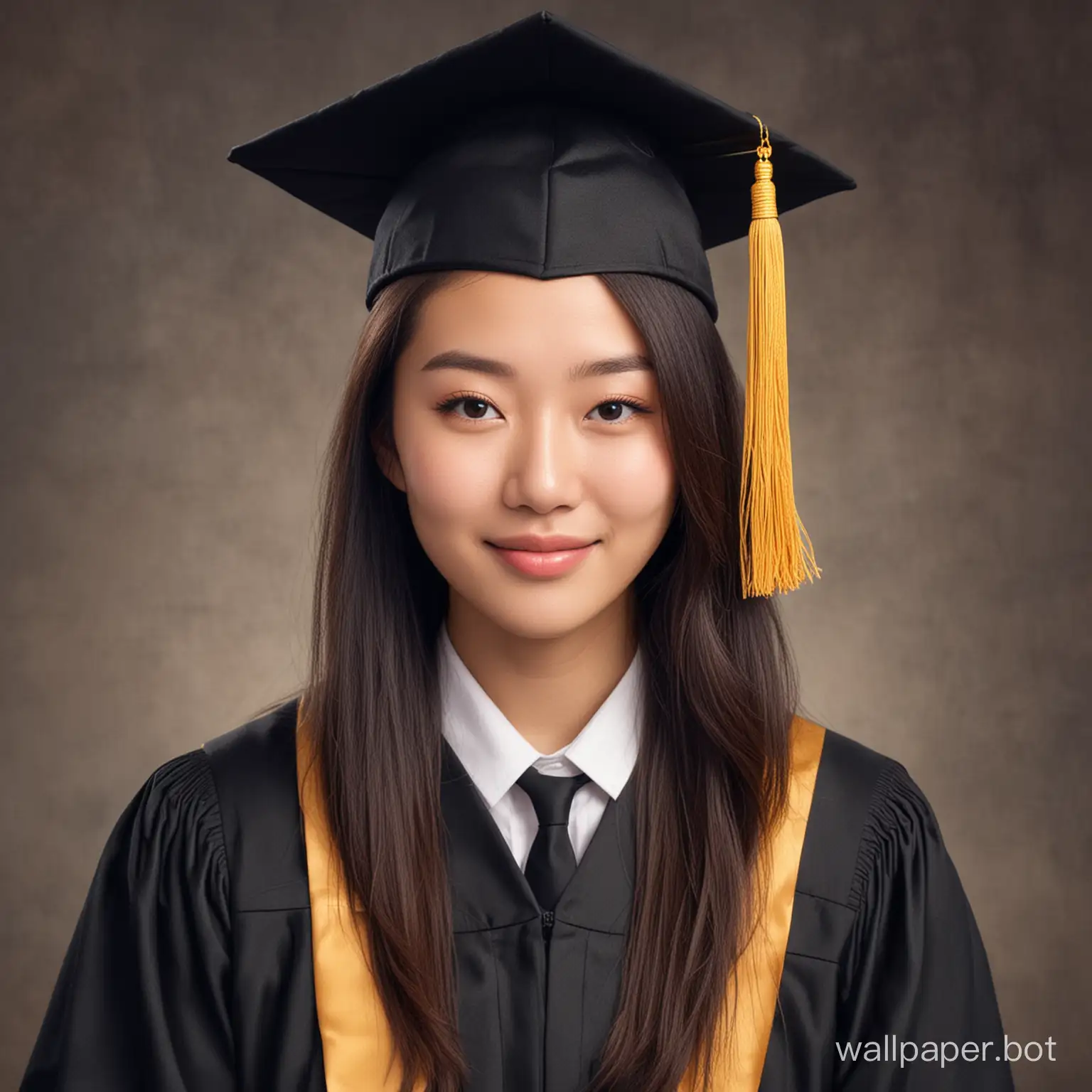 Graduation photo of a single person，Asian face