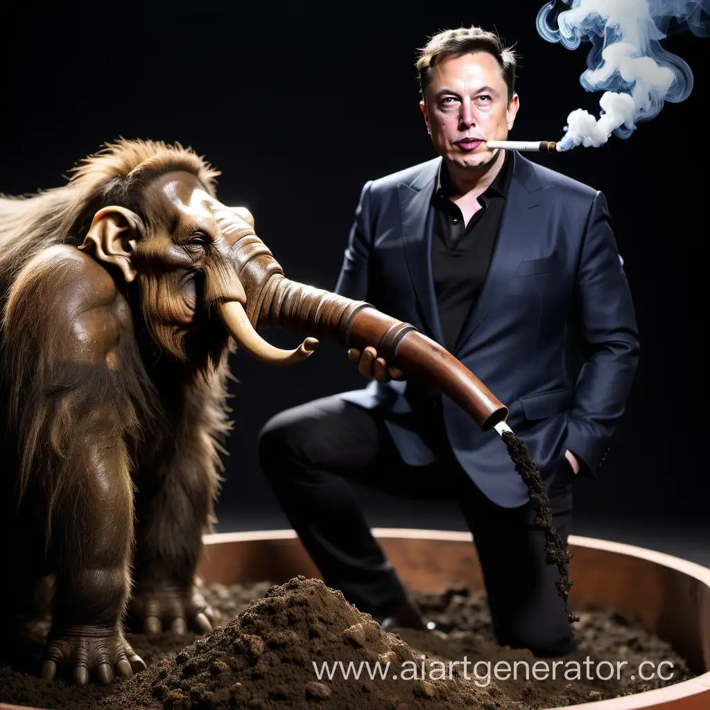 Unusual-Concept-Mammoth-Dung-in-a-Smoking-Pipe-vs-Elon-Musk