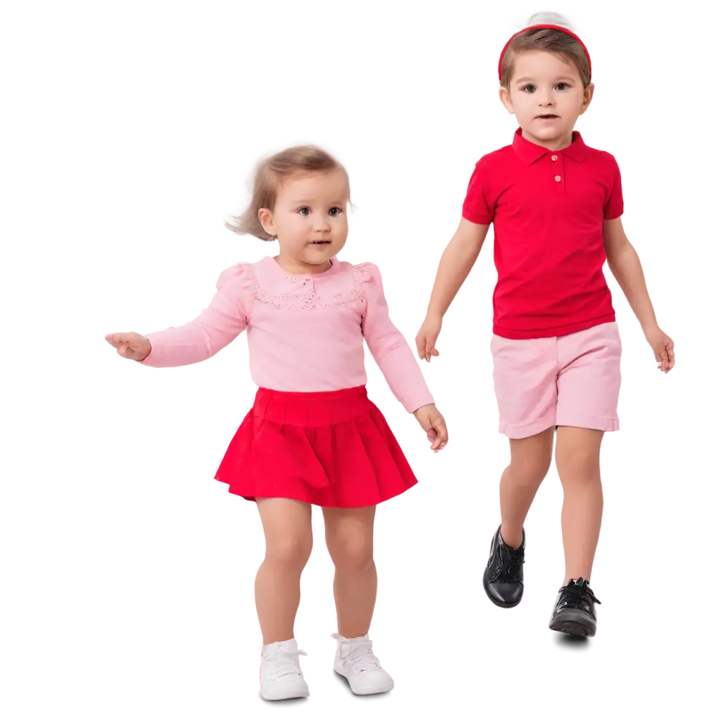 Adorable-PNG-Image-Sweet-Baby-Girl-in-Red-Shirt-and-Pink-Skirt