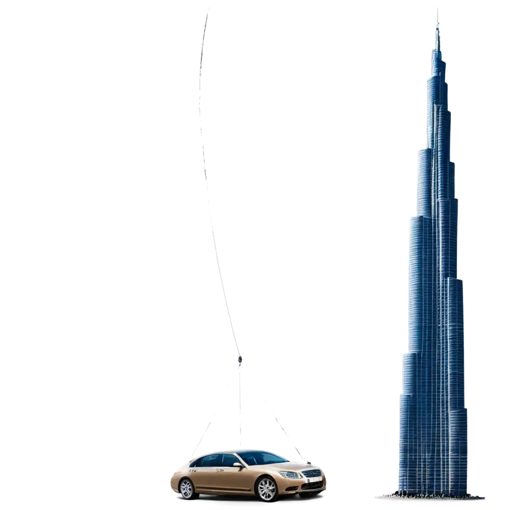 Car-Hanging-on-Burj-Khalifa-Stunning-PNG-Image-Depicting-an-Unusual-Perspective