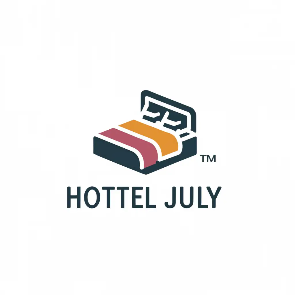 a logo design,with the text "Hotel "July"", main symbol:Comfortable bed,Moderate,be used in Entertainment industry,clear background