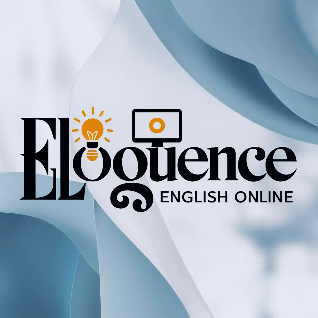 generate logo using following words 'Eloquence English Online. logo symbol based on online study. Make the word 'Eloquence' stylish