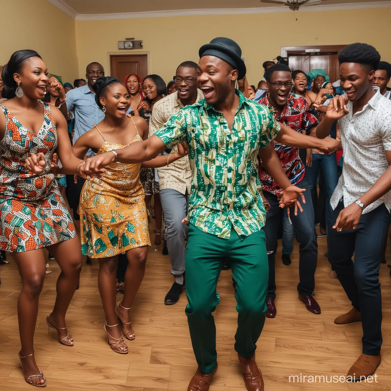 Vibrant Nigerian Hall Party with Dancing Guys and Girls