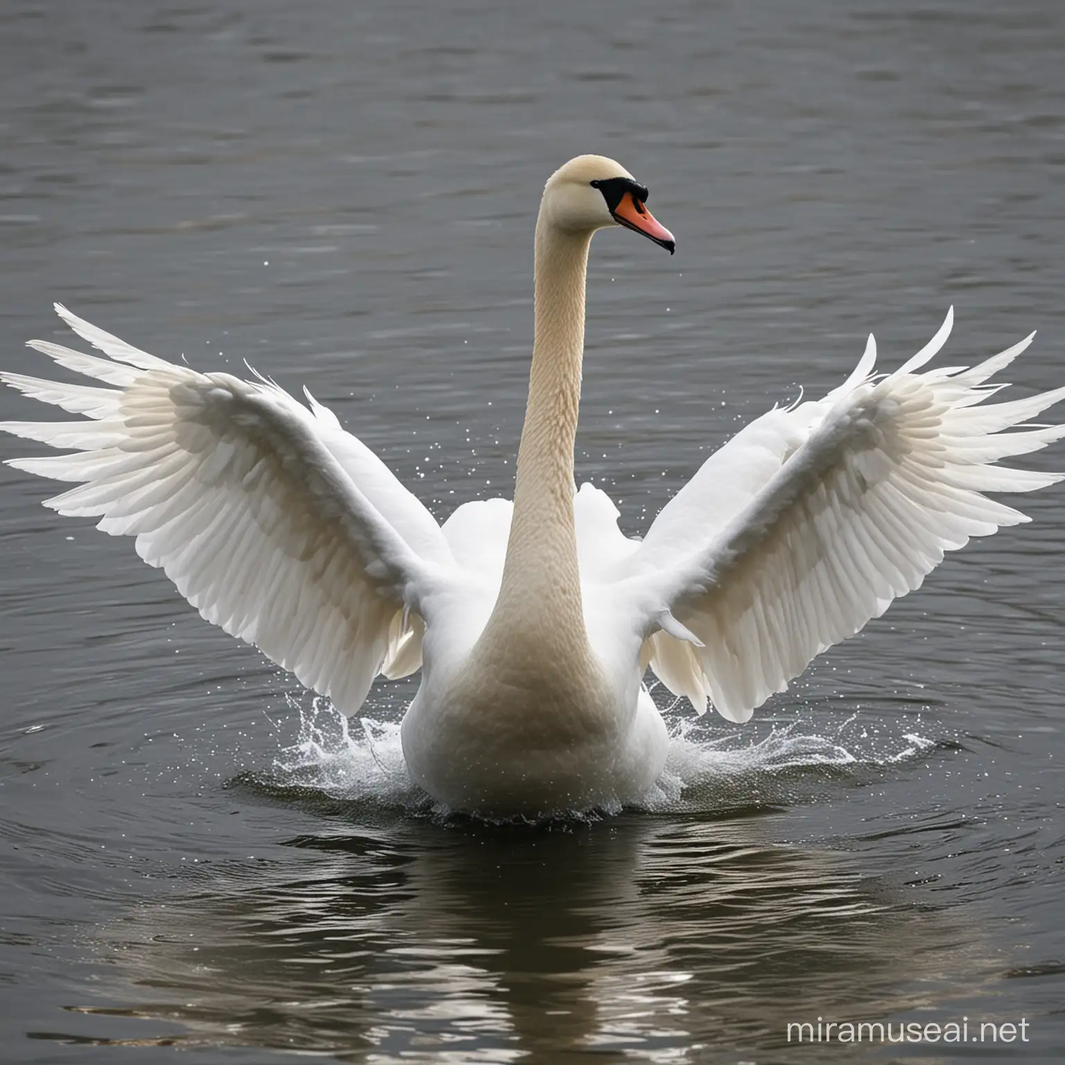 create an one beautiful image with 5 swan with different beautiful movements of swan