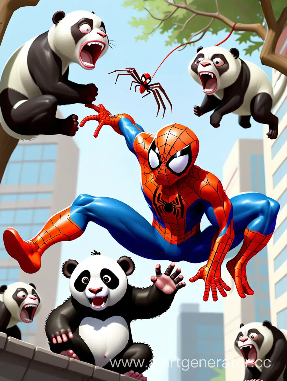 SpiderMan-Rescues-a-Panda-from-Mischievous-Monkeys