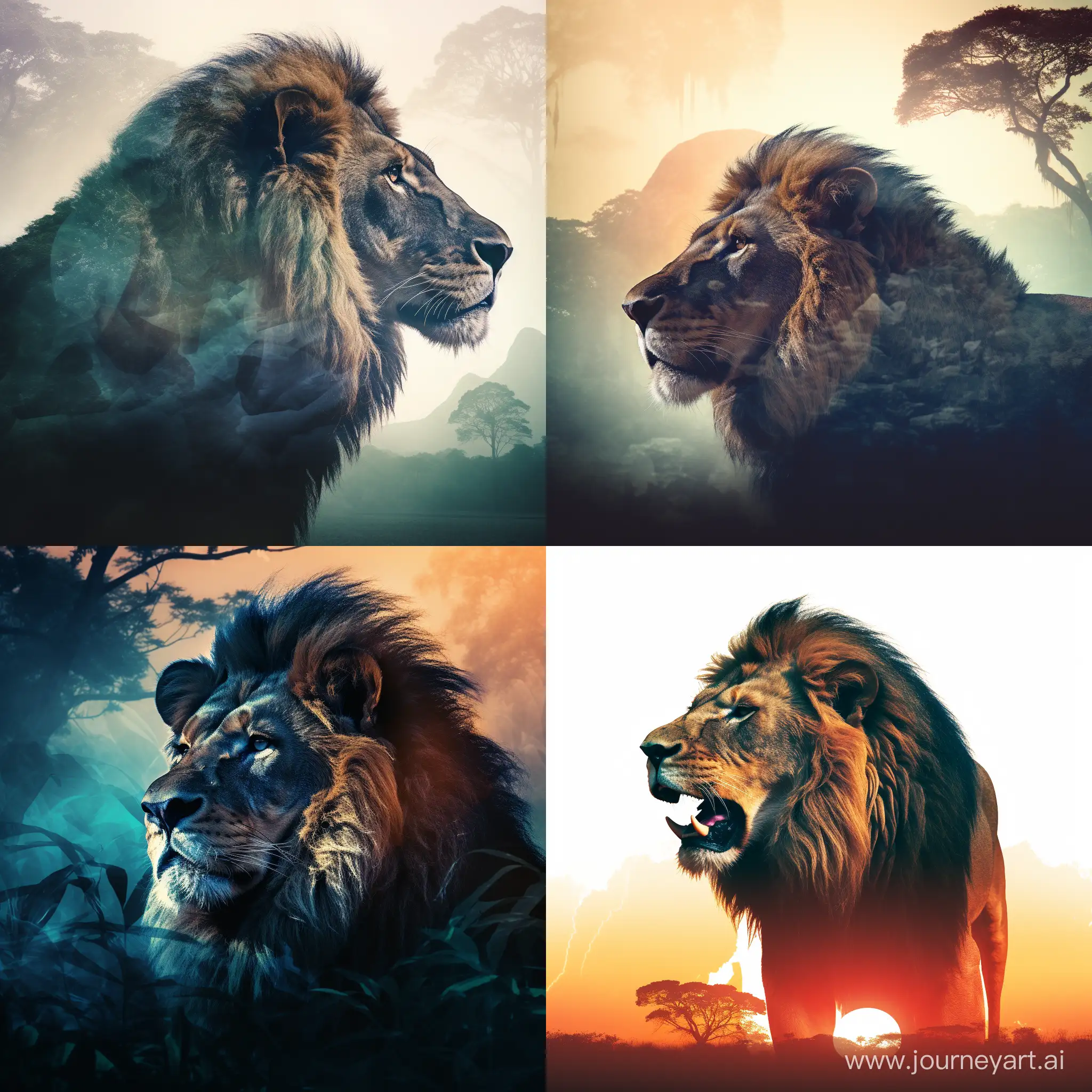 Majestic-Lion-Silhouette-in-Double-Exposure-at-Sri-Lankas-Sigiriya