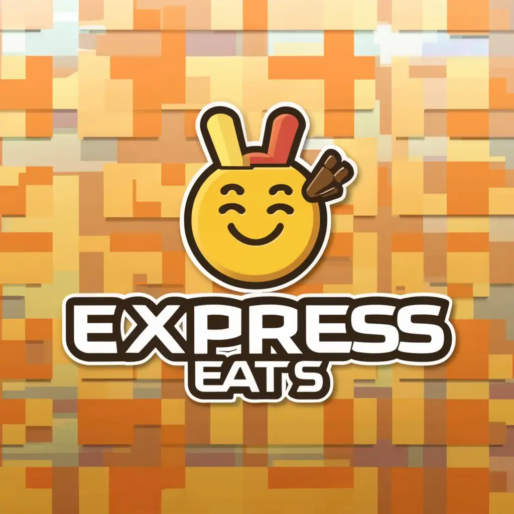 a logo design,with the text "express eats", main symbol:yellow emoji with thumbs up,Moderate,be used in Restaurant industry,clear background