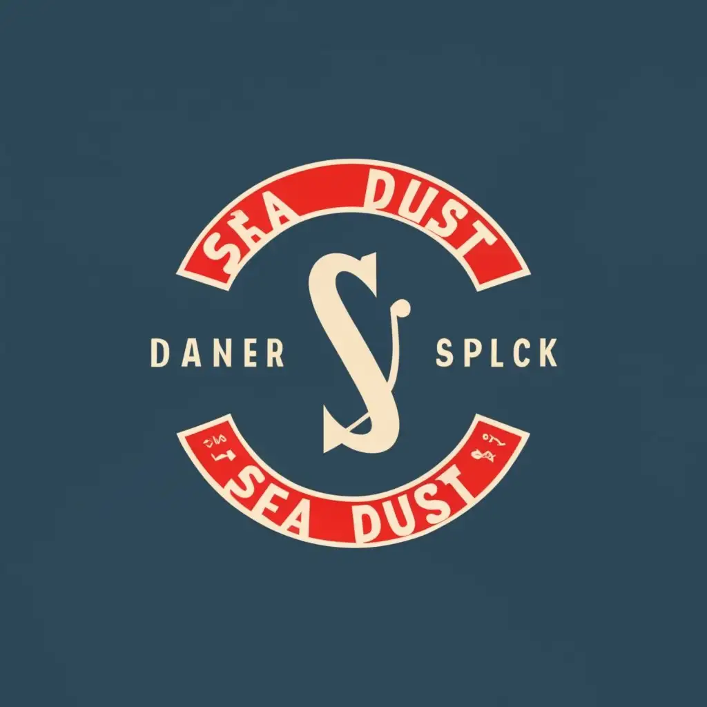 logo, combine with s and d and maritime shipping, with the text "sea dust", typography