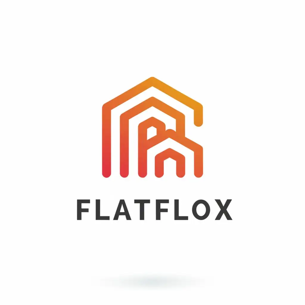 LOGO-Design-For-Flat-Flox-Modern-House-Symbol-on-Clear-Background