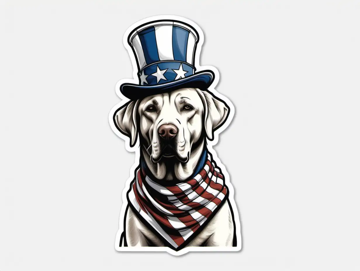 Patriotic Labrador Retriever Statue Noble Pose with Uncle Sam Top Hat