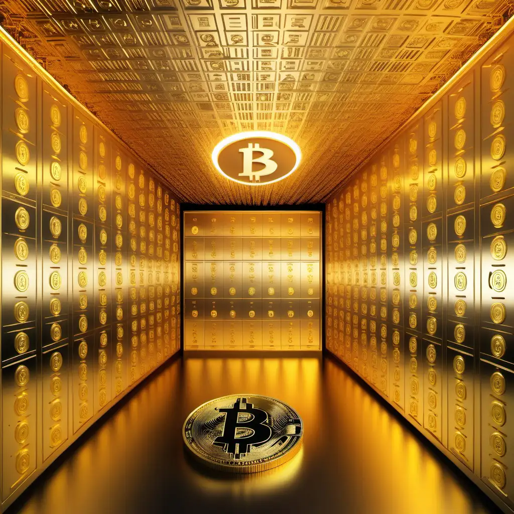 Luxurious Golden Bitcoin Safes Room