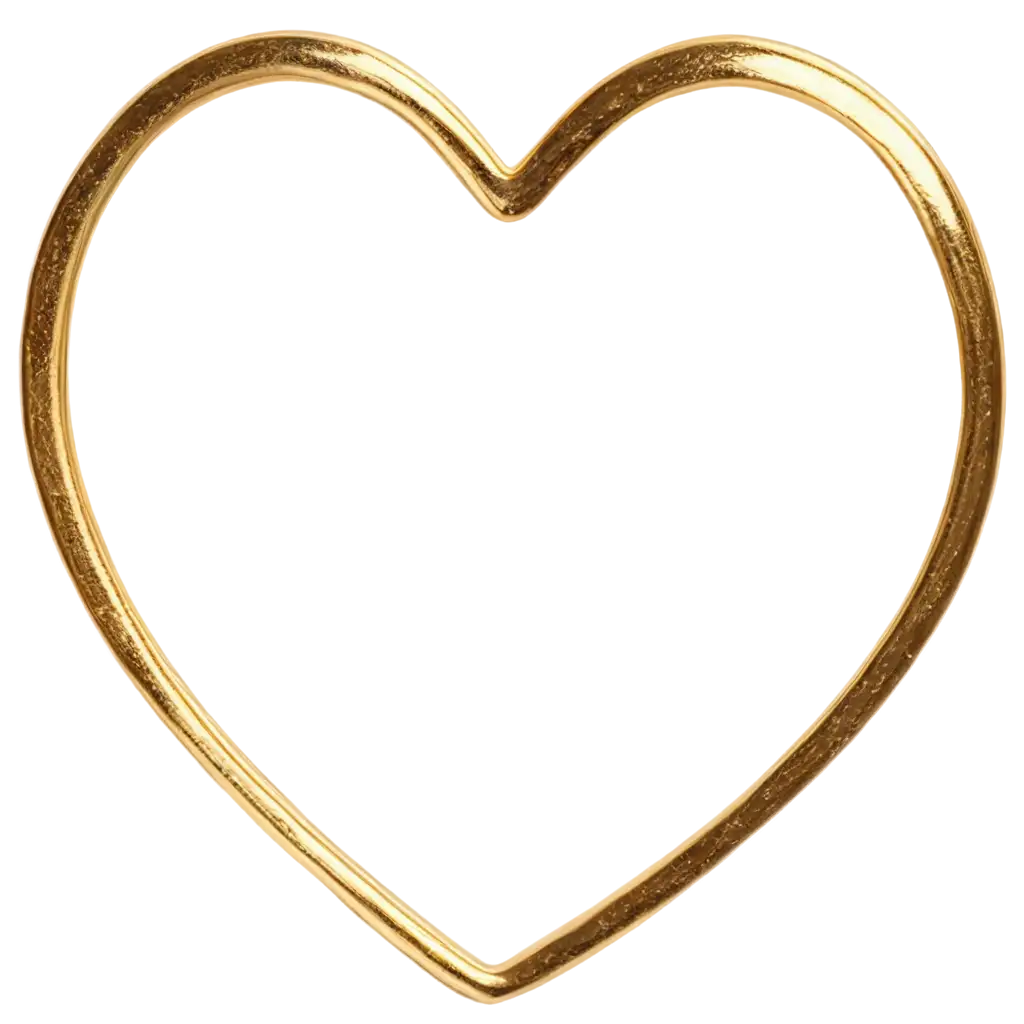 Gold-Flat-Shaped-Heart-Figurine-PNG-Stunning-Front-View-on-White-Background