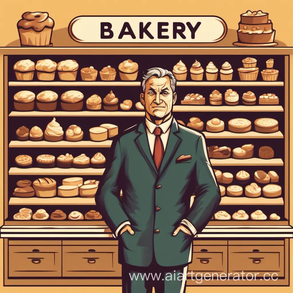 MiddleAged-Man-in-Elegant-Suit-Standing-Behind-Bakery-Counter
