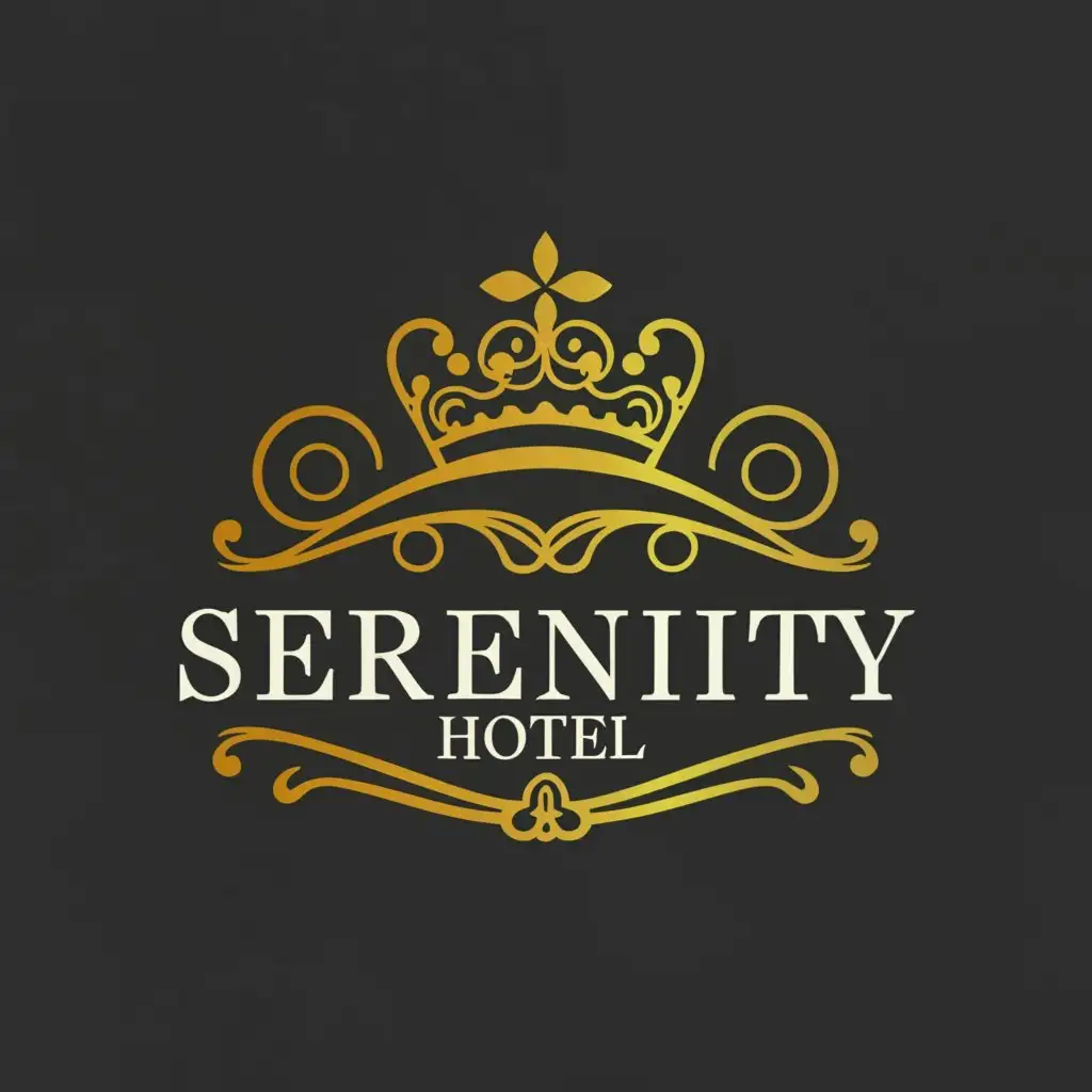 a logo design,with the text "Serenity Hotel", main symbol:the theme is royal, i want the logo to give the effect of being made out of gold. a capital S in the middle,Moderate,clear background