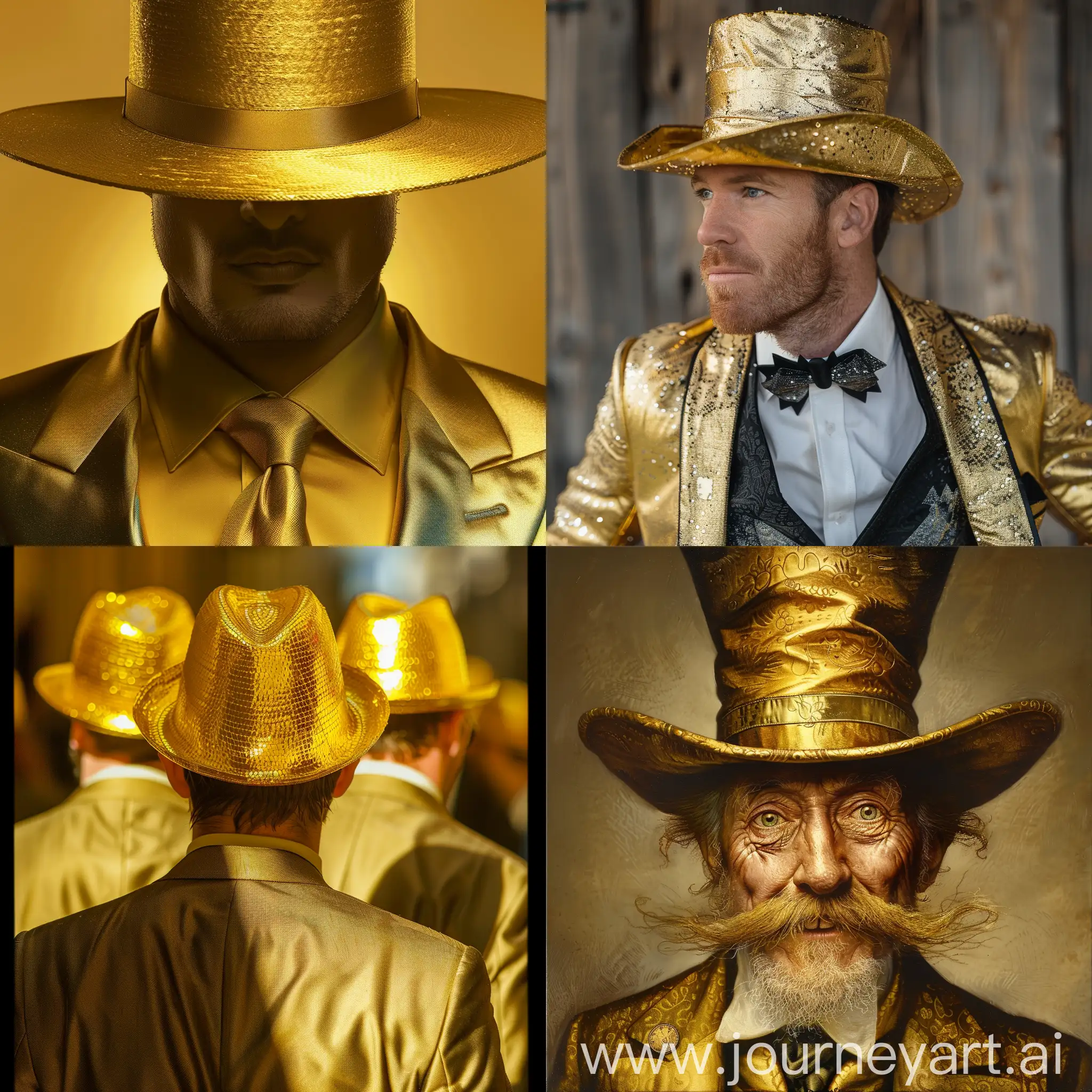 Golden-Hat-Men-Gathering-in-Radiant-Light