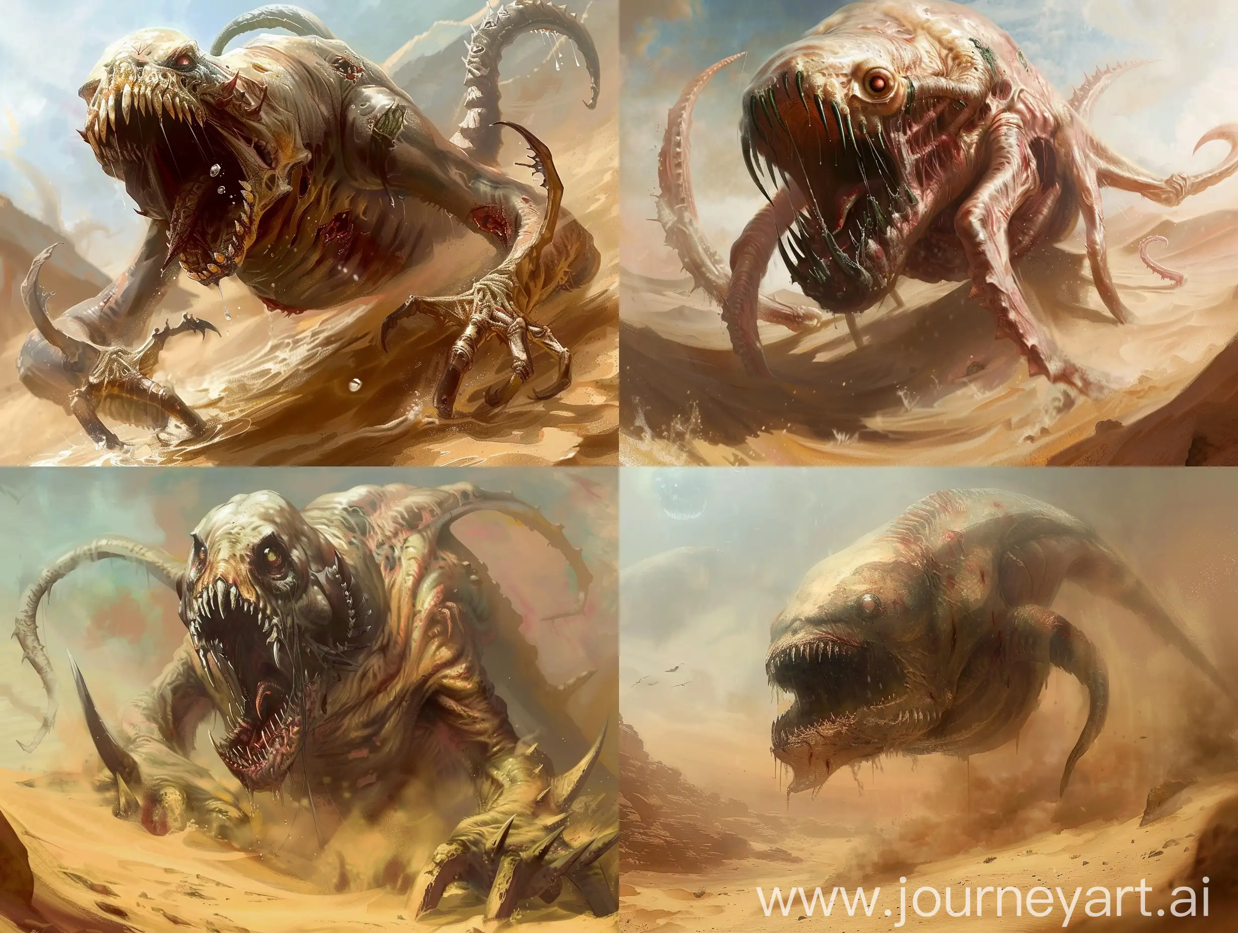 Menacing-Gargantuan-Zombie-Kraken-Swimming-in-Desert-Dungeons-and-Dragons-Art-Style