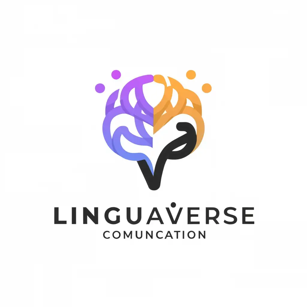 a logo design,with the text "linguaverse", main symbol:brain, speaking ,writing,Minimalistic,be used in Technology industry,clear background