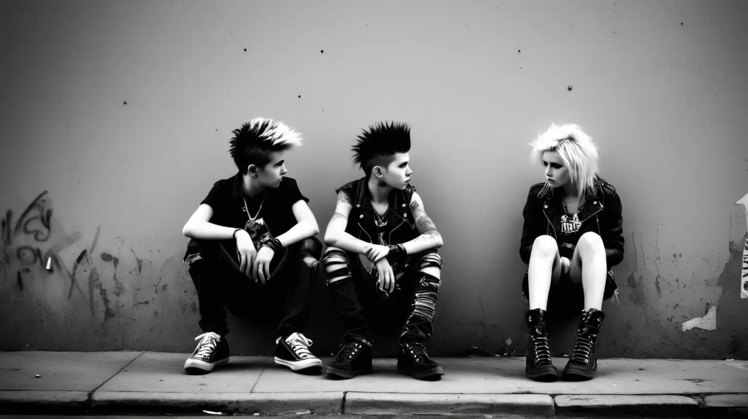 Urban Youth Gathering Grunge Street Fashion with a Trio of Punks