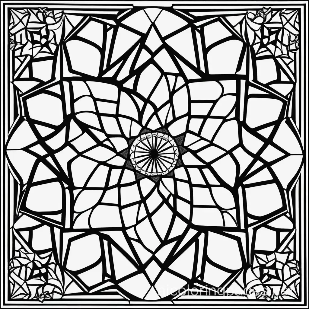 Islamic-Geometric-Patterns-Coloring-Page-for-Kids-Simple-Line-Art-on-White-Background