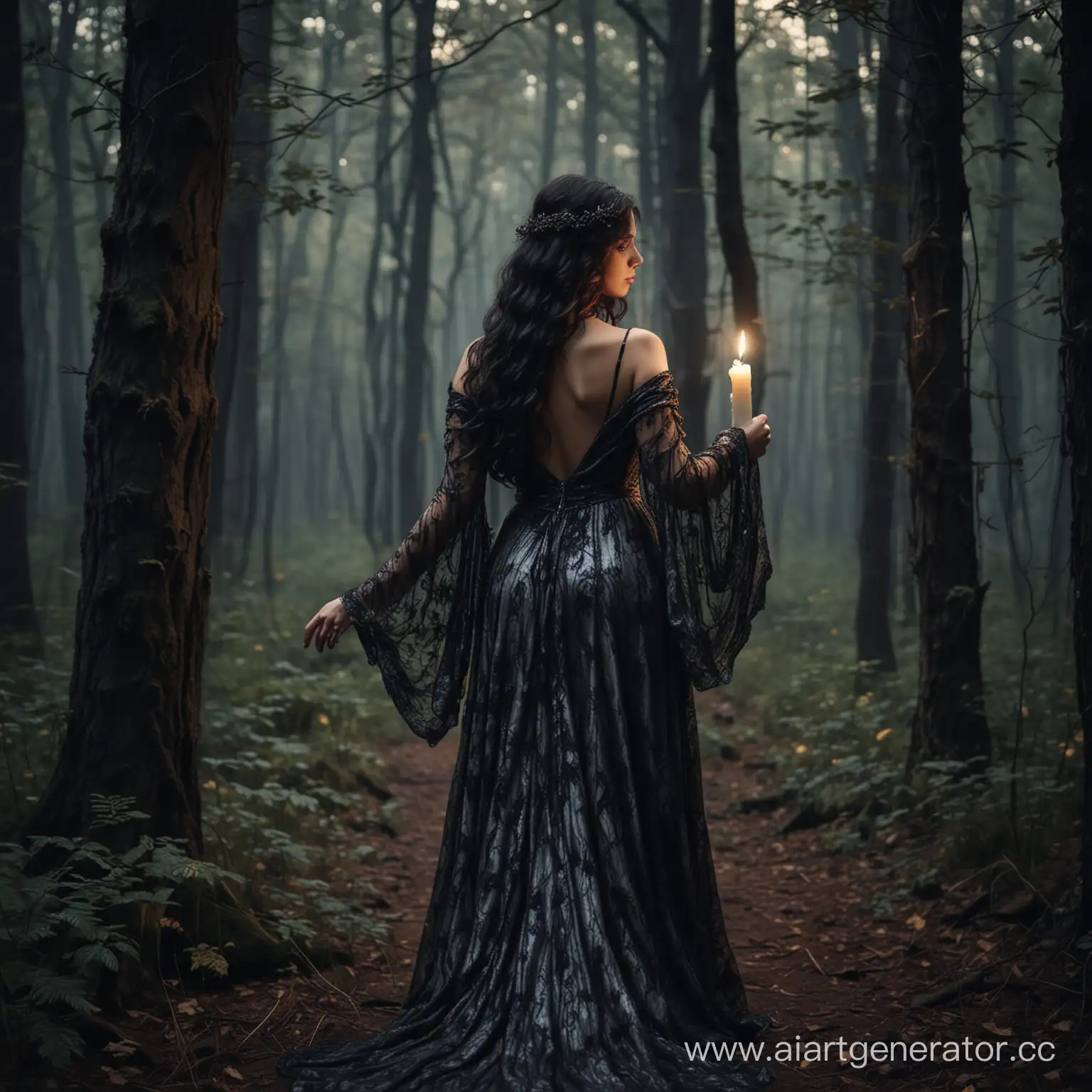 Mystical-Clairvoyant-Girl-with-Candle-in-Enigmatic-Forest