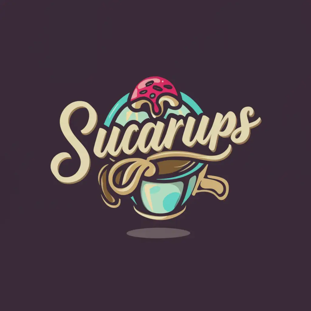 LOGO-Design-For-SugarCups-Circular-Coffee-Shop-Logo-for-a-Cool-and-Attractive-Appeal