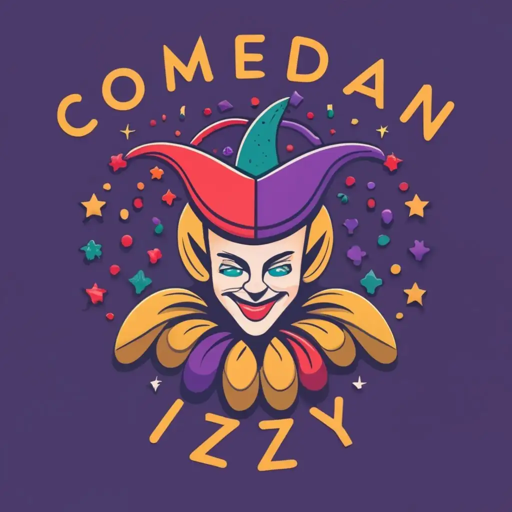 logo, JOKER, with the text "COMEDIAN IZZY", typography, be used in Entertainment industry