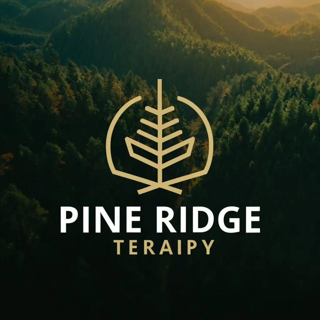 a logo design,with the text "Pine Ridge Therapy", main symbol:Pine Tree on Canyon Ledge,Minimalistic,clear background