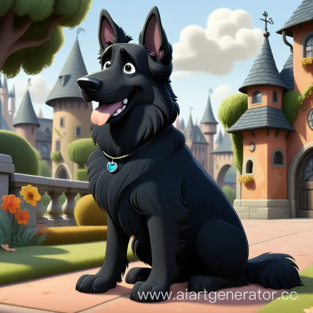 Majestic-Black-LongHaired-German-Shepherd-in-Disney-Cartoon-Style