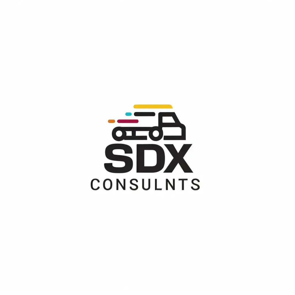 a logo design,with the text "SDX Consultants", main symbol:Trucking services,Minimalistic,clear background