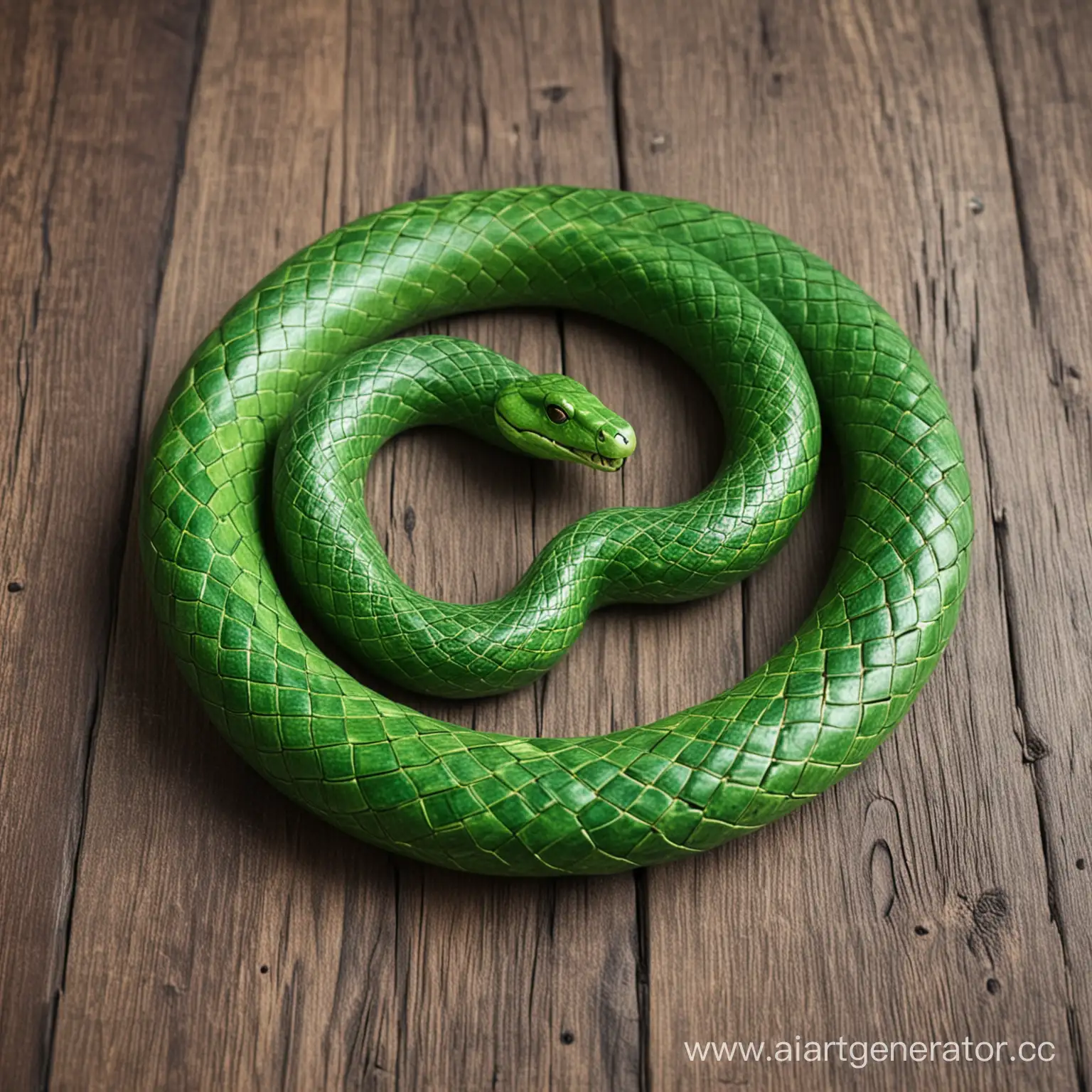 Green wooden snake fantasy