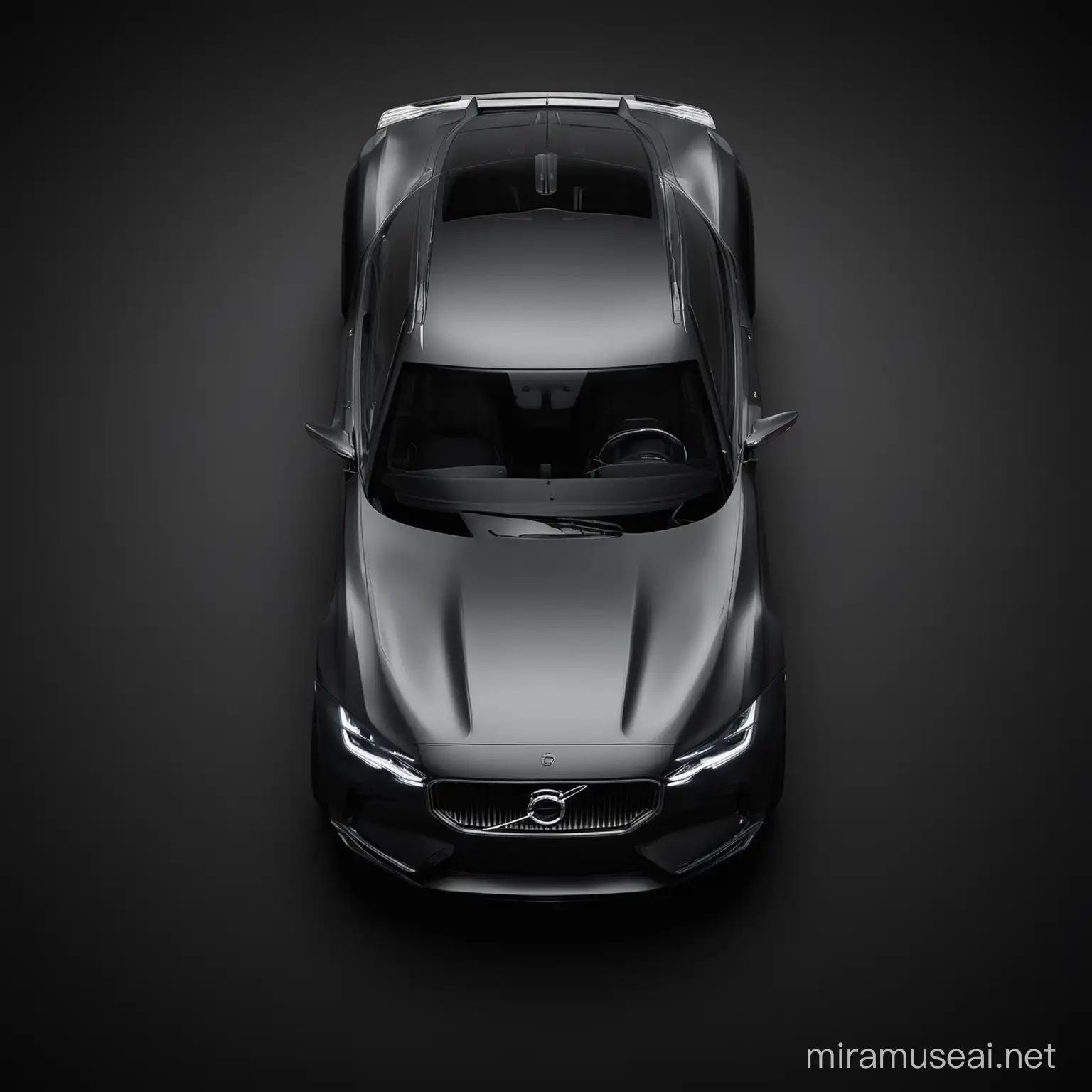 a futuristic volvo car design, all black background