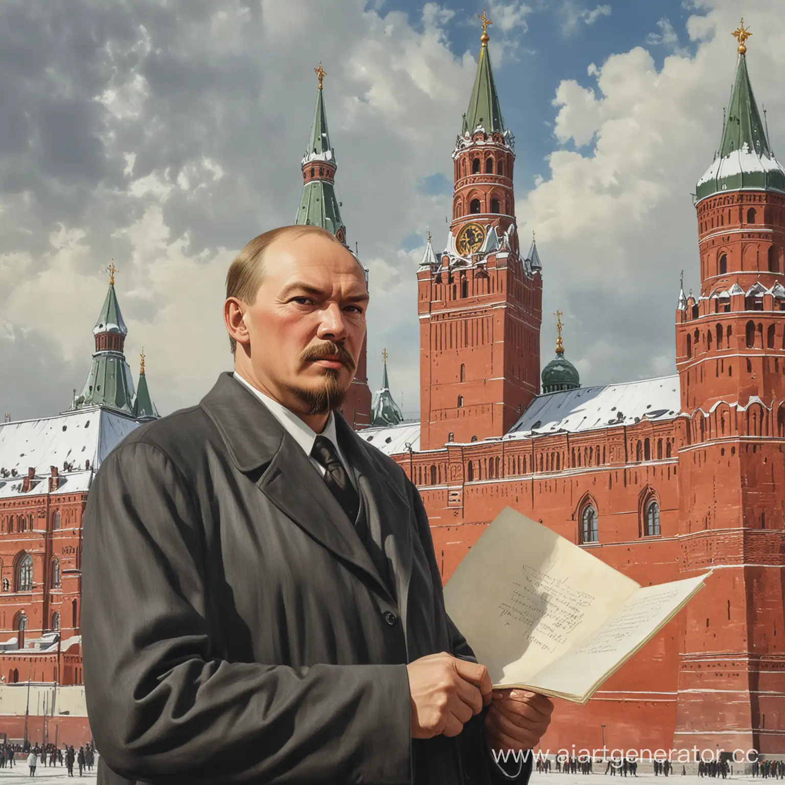 Нарисуй Ленина на фоне кремля
