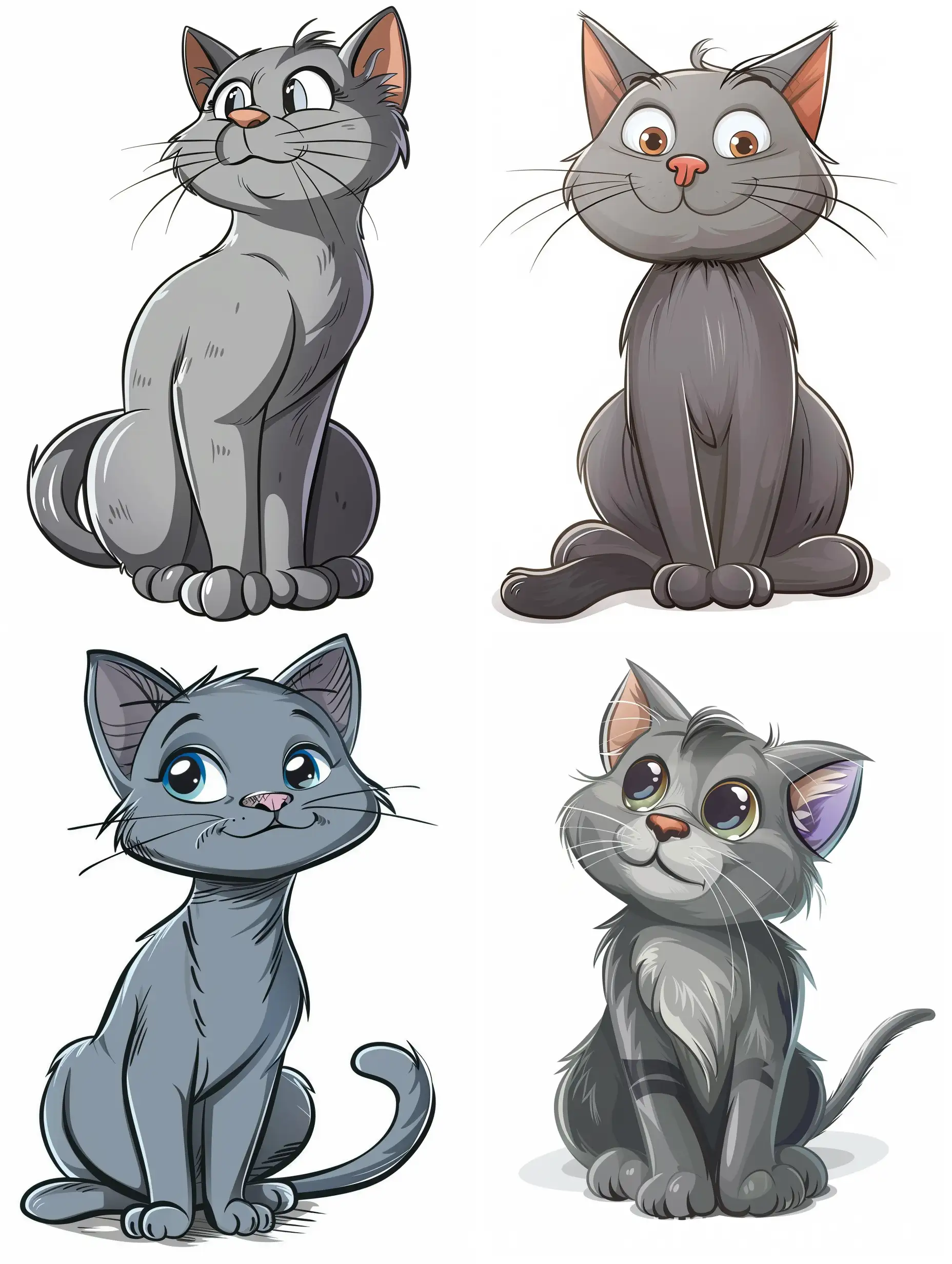gray cat in cartoon style