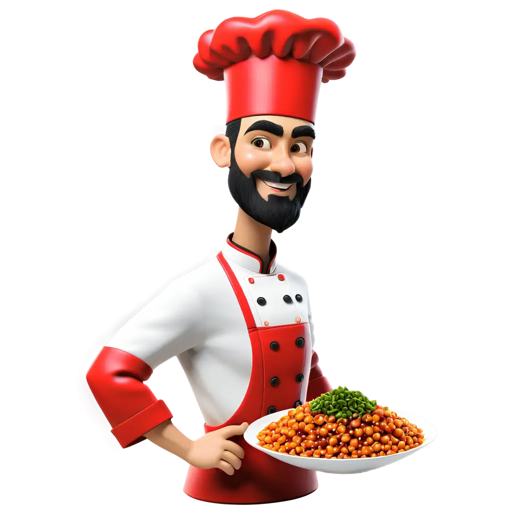 Exquisite-PNG-Illustration-Masterful-Koshari-Chef-Cooking-Up-Culinary-Delights