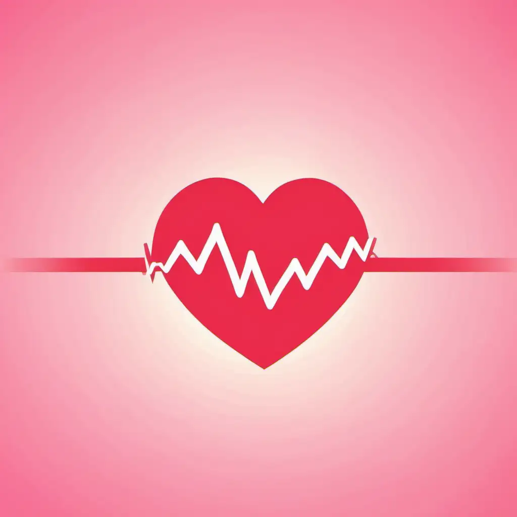 Simple Vector Art of Heart Rate on Plain Background