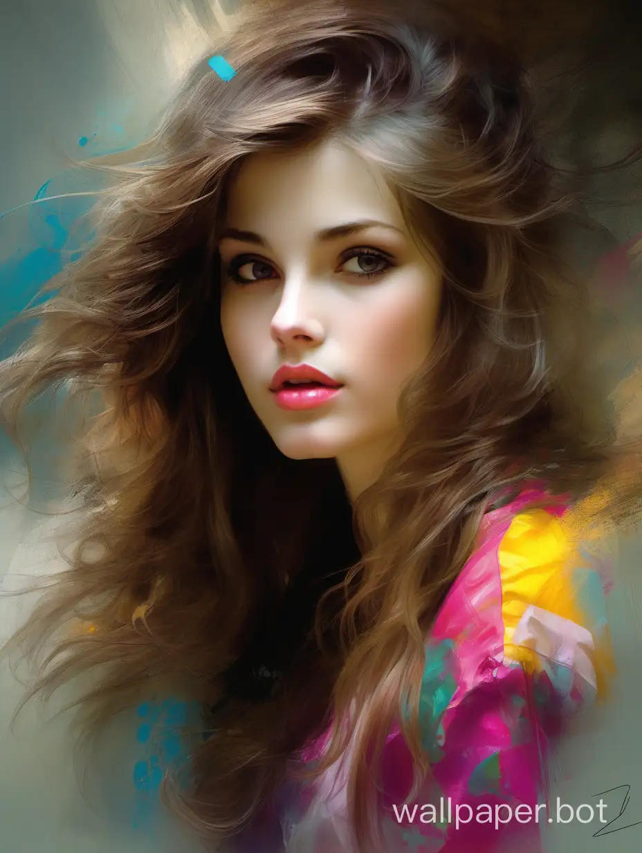 Colorful-Portrait-of-a-Cute-Girl-with-Long-Hair-and-Detailed-Background-by-Renowned-Artists