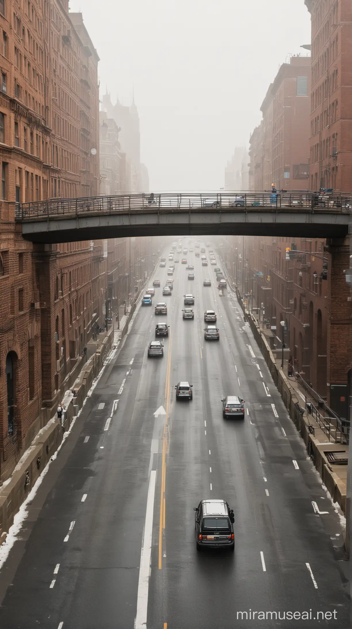 Urban Bridge with Passing Cars