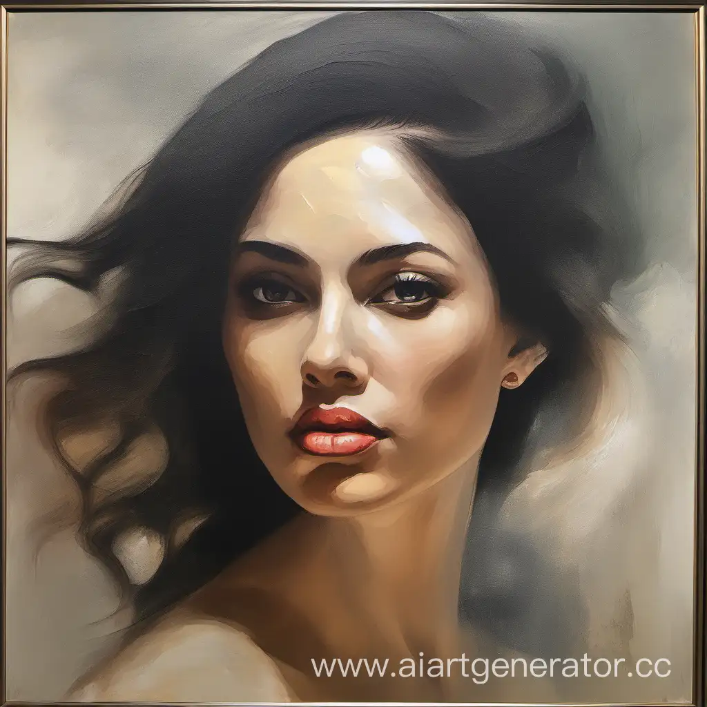 Captivating-Portrait-of-a-Beautiful-Woman-in-Oil-on-Canvas
