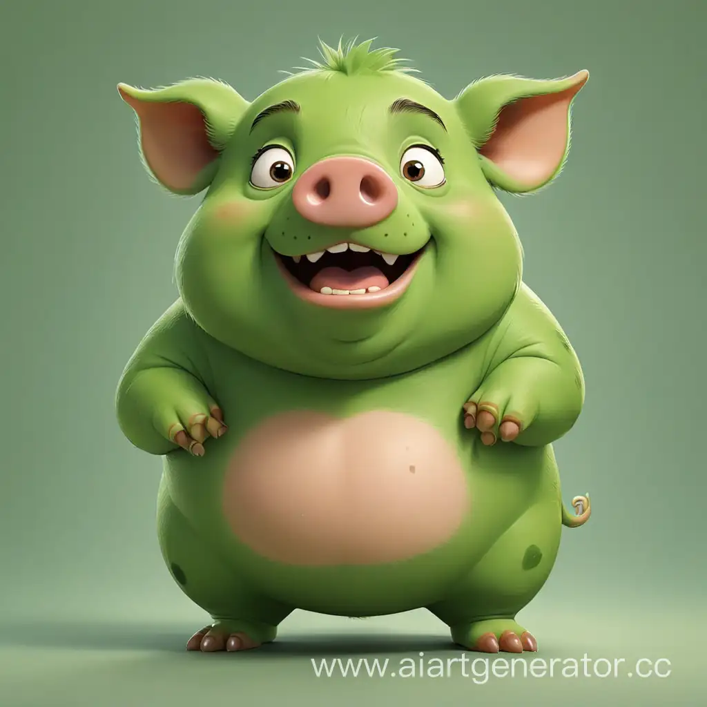 Cheerful-Cartoon-Green-Pig-Character-Illustration
