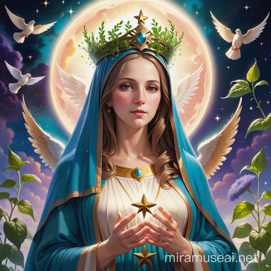 Mary mother of god queen of heavens as a herbal witch
