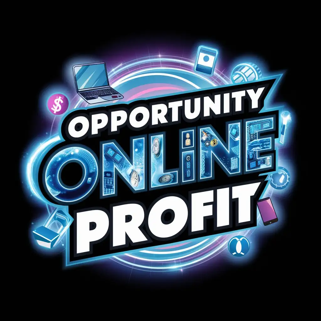 Create anime style logo for opportunity Online profit, incorporate elements that describe online earning.