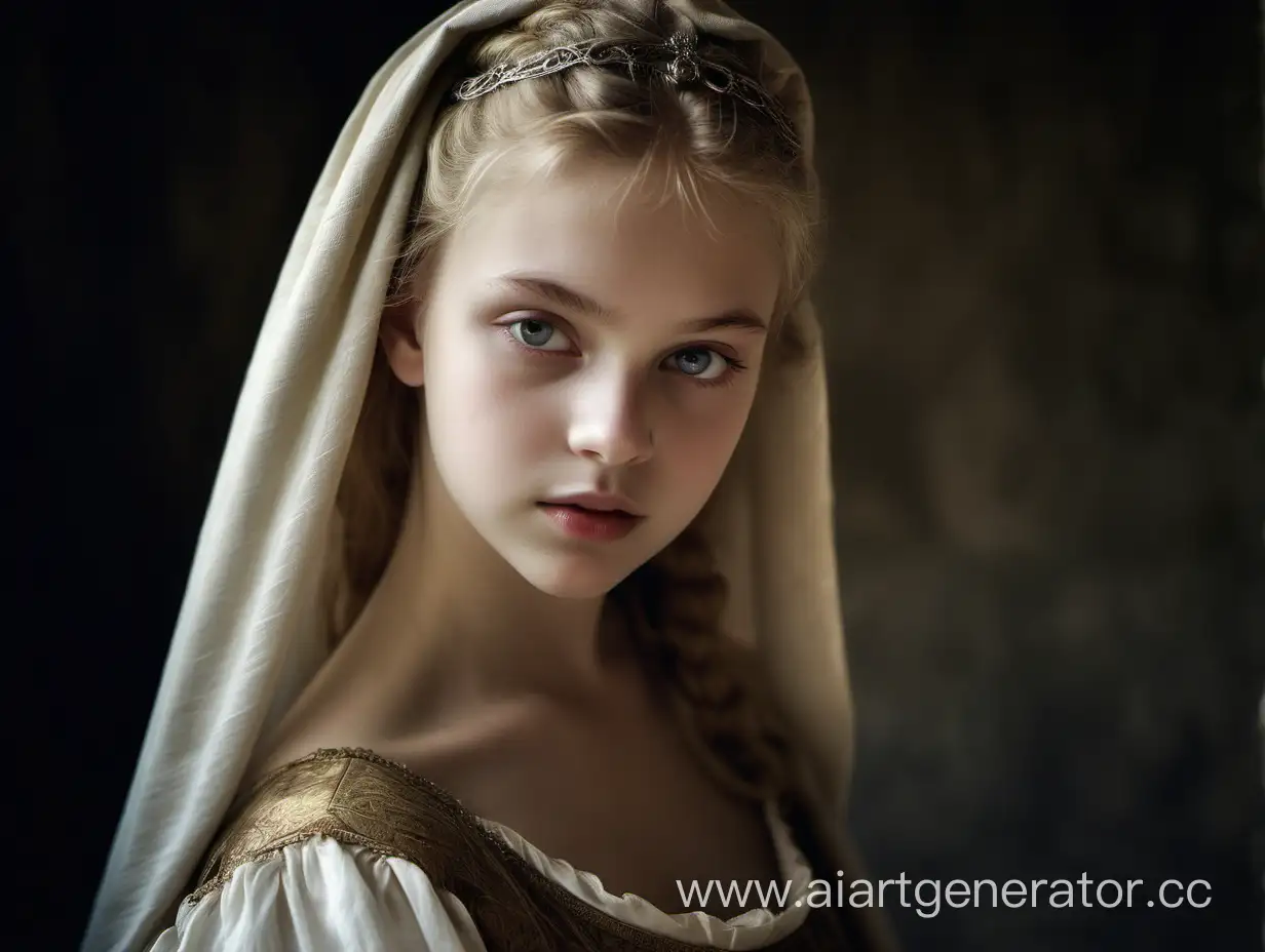 Enchanting-Portrait-of-a-Young-European-Girl-in-Medieval-Courtly-Dress