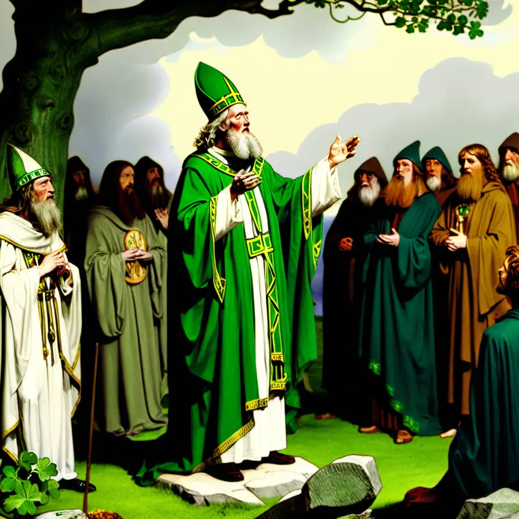 Saint Patrick Preaching to Druids in Ancient Ireland