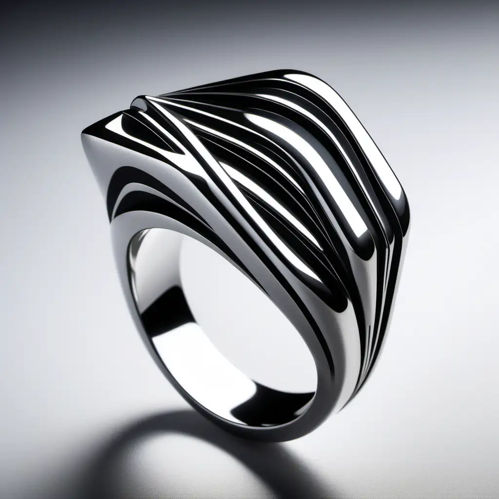 Elegant Art Deco Ring Inspired by Zaha Hadids Refined Aesthetic