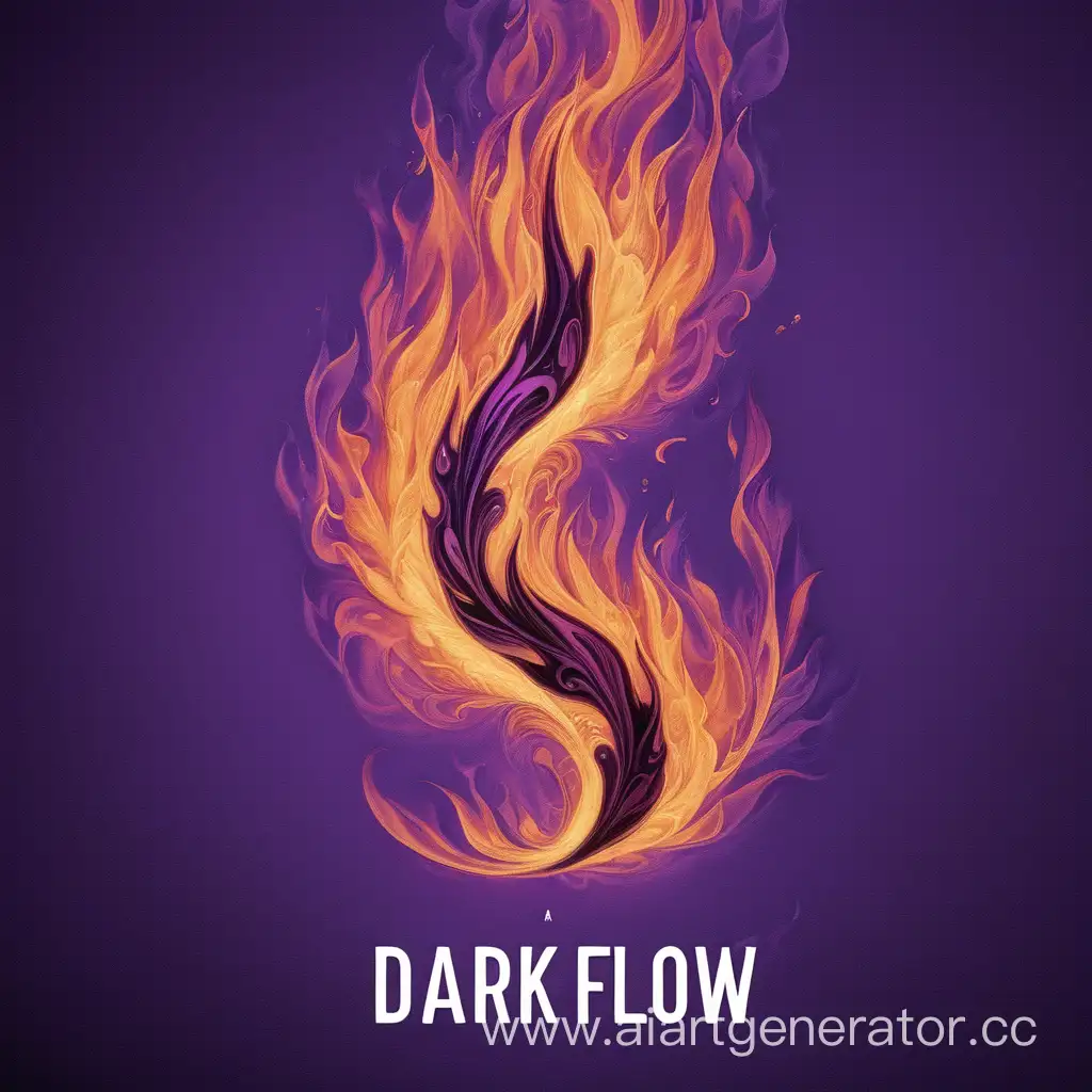 обложка на фиолетовом фоне фиолетовый огонь и название Dark Flow