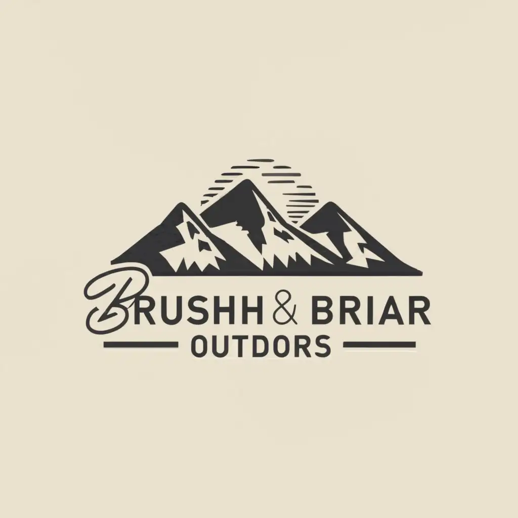 a logo design,with the text 'Brush and Briar Outdoors', main symbol:Mountains,Moderate,clear background