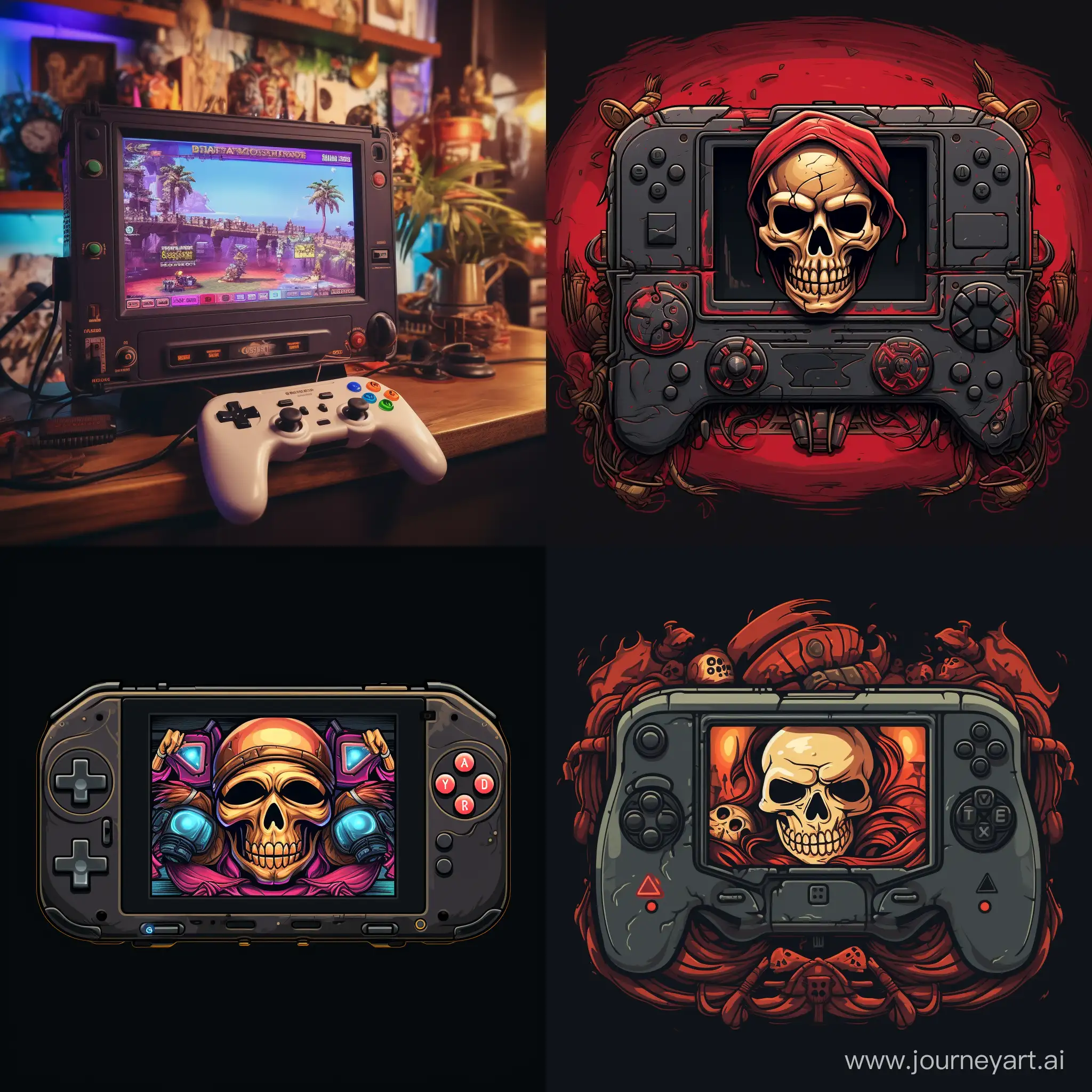 a jolly roger with tech and retro console touch